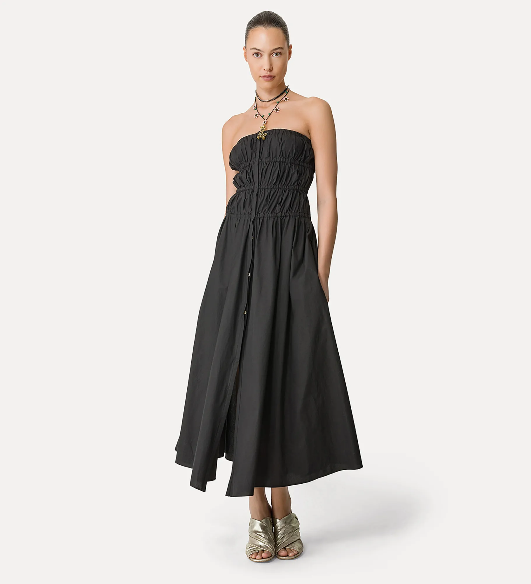 Discount forte_forte abito bustier in popeline nero