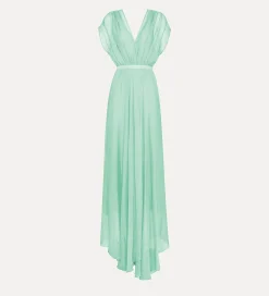 Fashion forte_forte abito con scollo incrociato in chiffon mint