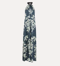 Best forte_forte abito in raso con scollo halter oltremare
