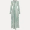 Hot forte_forte abito incrociato in jersey lurex acqua