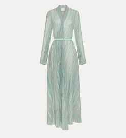 Hot forte_forte abito incrociato in jersey lurex acqua