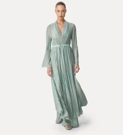 Hot forte_forte abito incrociato in jersey lurex acqua