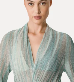 Hot forte_forte abito incrociato in jersey lurex acqua
