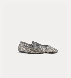 Clearance forte_forte ballerina in rete con strass nero