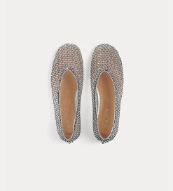 Clearance forte_forte ballerina in rete con strass nero