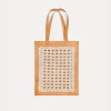 Hot forte_forte borsa shopper in pelle e crochet naturale