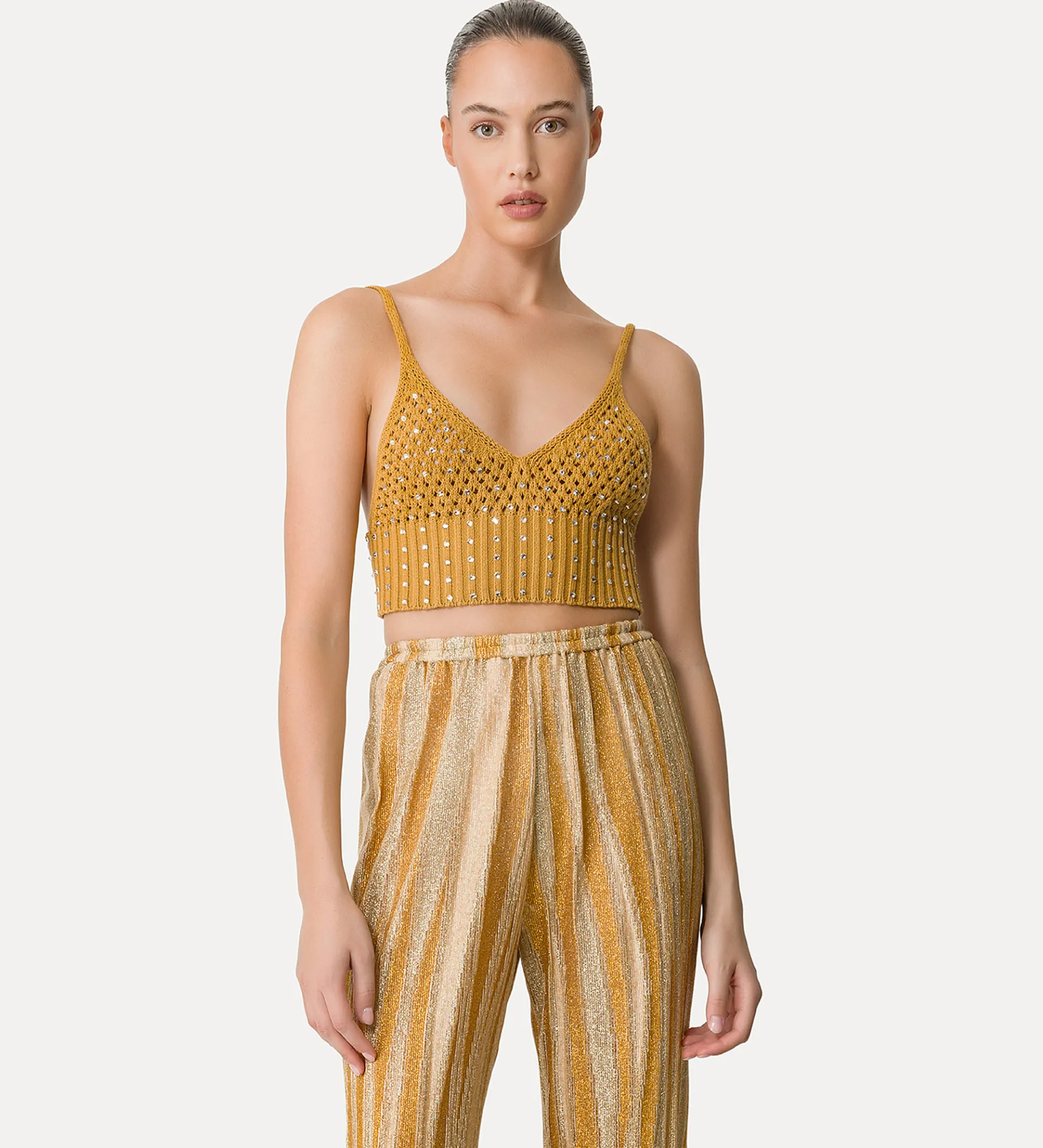 Clearance forte_forte bralette in cotone con cristalli terra