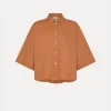 New forte_forte camicia a maniche corte in popeline terra