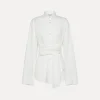 Hot forte_forte camicia con cintura in vita bianco