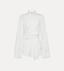 Hot forte_forte camicia con cintura in vita bianco