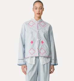 Best forte_forte camicia in popeline con ricamo “oniric blossom” rugiada
