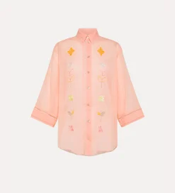 Discount forte_forte camicia mezze maniche in voile con ricamo “oniric blossom” pesco