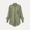 Best forte_forte camicia over essential in voile di cotone e seta olive