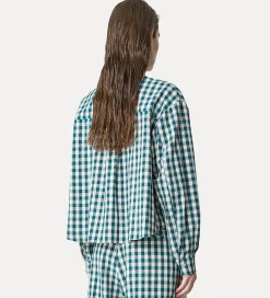 Hot forte_forte camicia serafino in vichy peacock