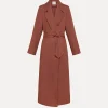 Outlet forte_forte cappotto con cintura in tela di lino cacao