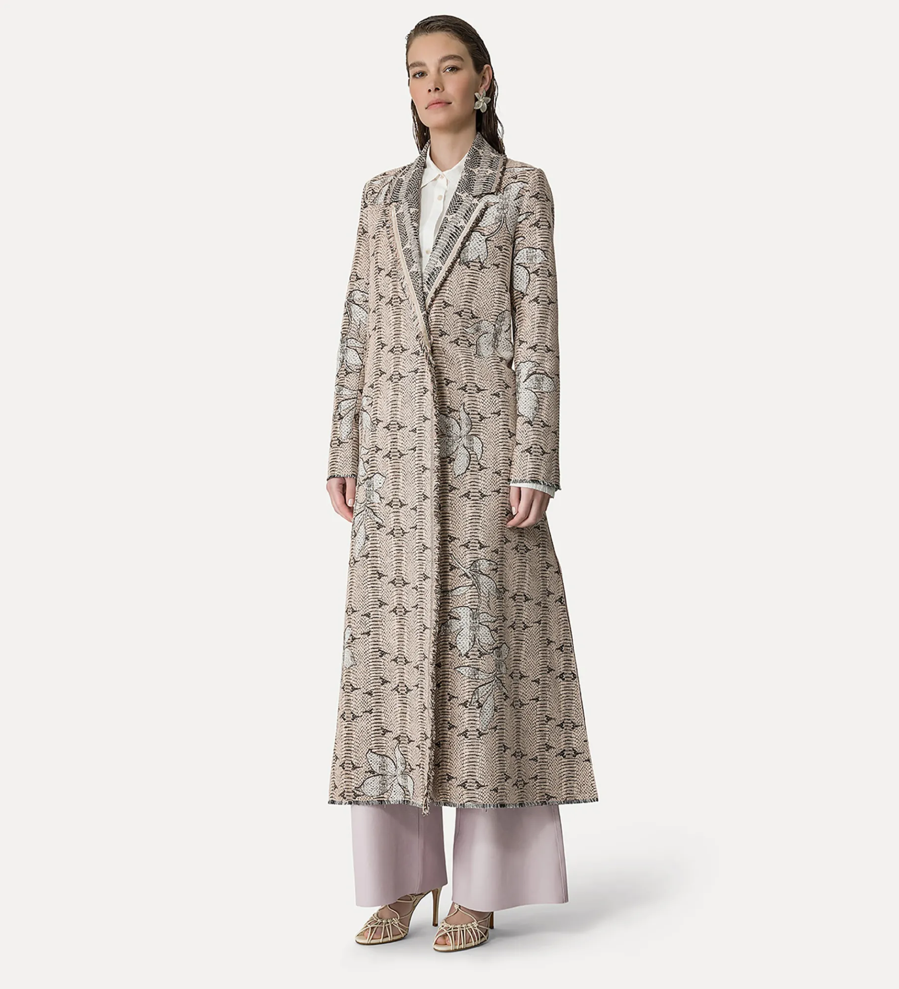 Outlet forte_forte cappotto jacquard “dune lily” cipria