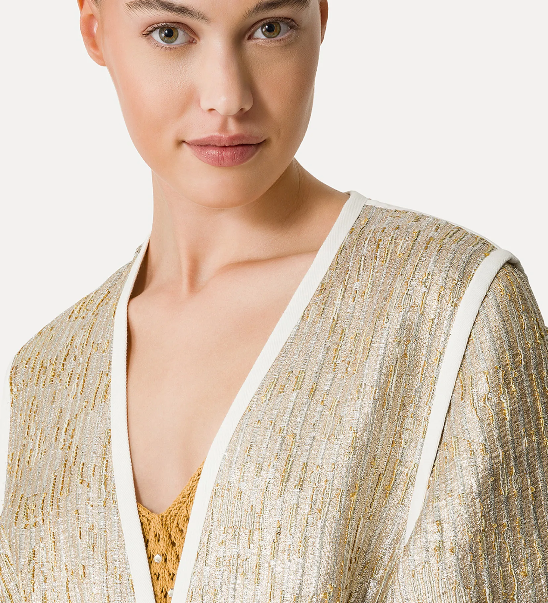 Outlet forte_forte cappotto jacquard lurex “twinkle” gold