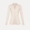 Fashion forte_forte cardigan polo in lana merinos ivory