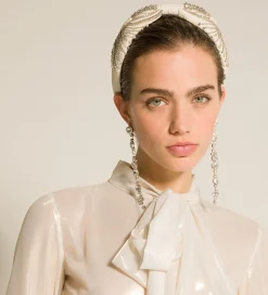 Best forte_forte cerchietto a fascia con strass ivory