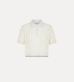 Fashion forte_forte cropped polo a uncinetto giglio
