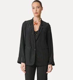 Outlet forte_forte giacca over donna in satin noir