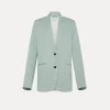 Online forte_forte giacca senza collo in misto lino azzurro breeze