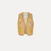 Clearance forte_forte gilet in lino donna con ricamo “oniric blossom” grano