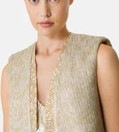 Best forte_forte gilet jacquard con lurex “twinkle” gold