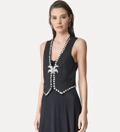 Discount forte_forte gilet viscosa e lana abisso