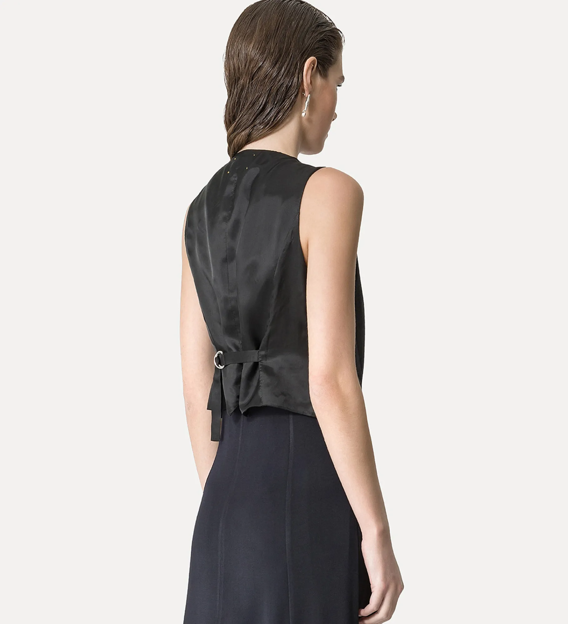 Discount forte_forte gilet viscosa e lana abisso