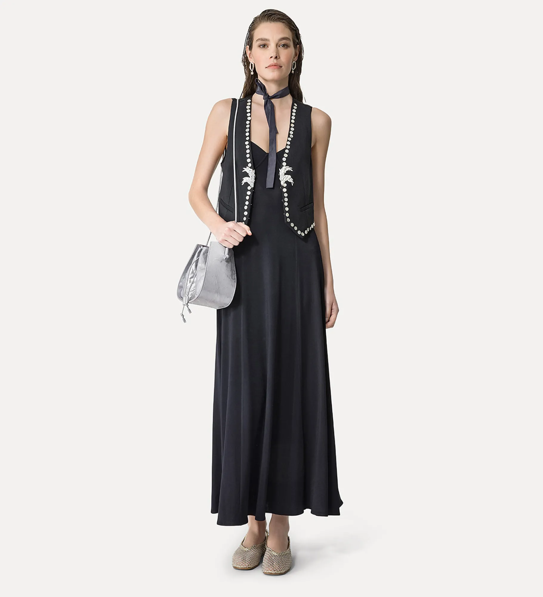 Discount forte_forte gilet viscosa e lana abisso