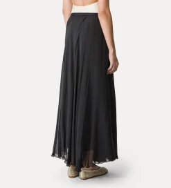 Outlet forte_forte gonna lunga chiffon di seta noir