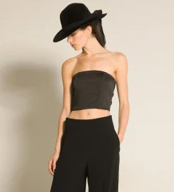 Outlet forte_forte il bustier con fusciacca in contemporary duchesse nero