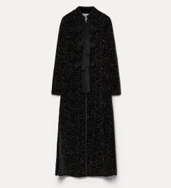 New forte_forte il cappotto in velluto pois glitter trapuntato nero