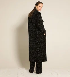 New forte_forte il cappotto in velluto pois glitter trapuntato nero
