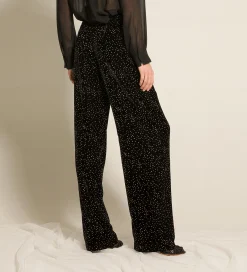 New forte_forte il pantalone chic in velluto pois glitter nero
