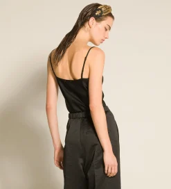 Discount forte_forte il top in raso enver satin nero