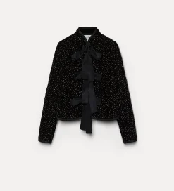 Sale forte_forte la giacca in velluto pois glitter trapuntato nero