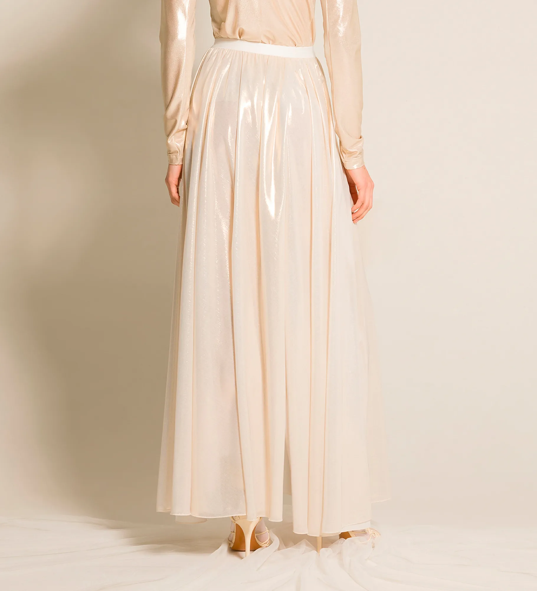 Hot forte_forte la gonna in georgette laminata light gold