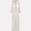 Sale forte_forte l’abito con fiocco in georgette laminata light gold