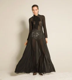Online forte_forte l’abito con fiocco in georgette di seta nero