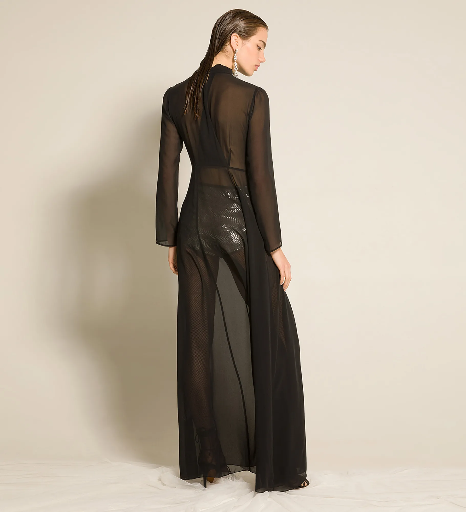 Online forte_forte l’abito con fiocco in georgette di seta nero
