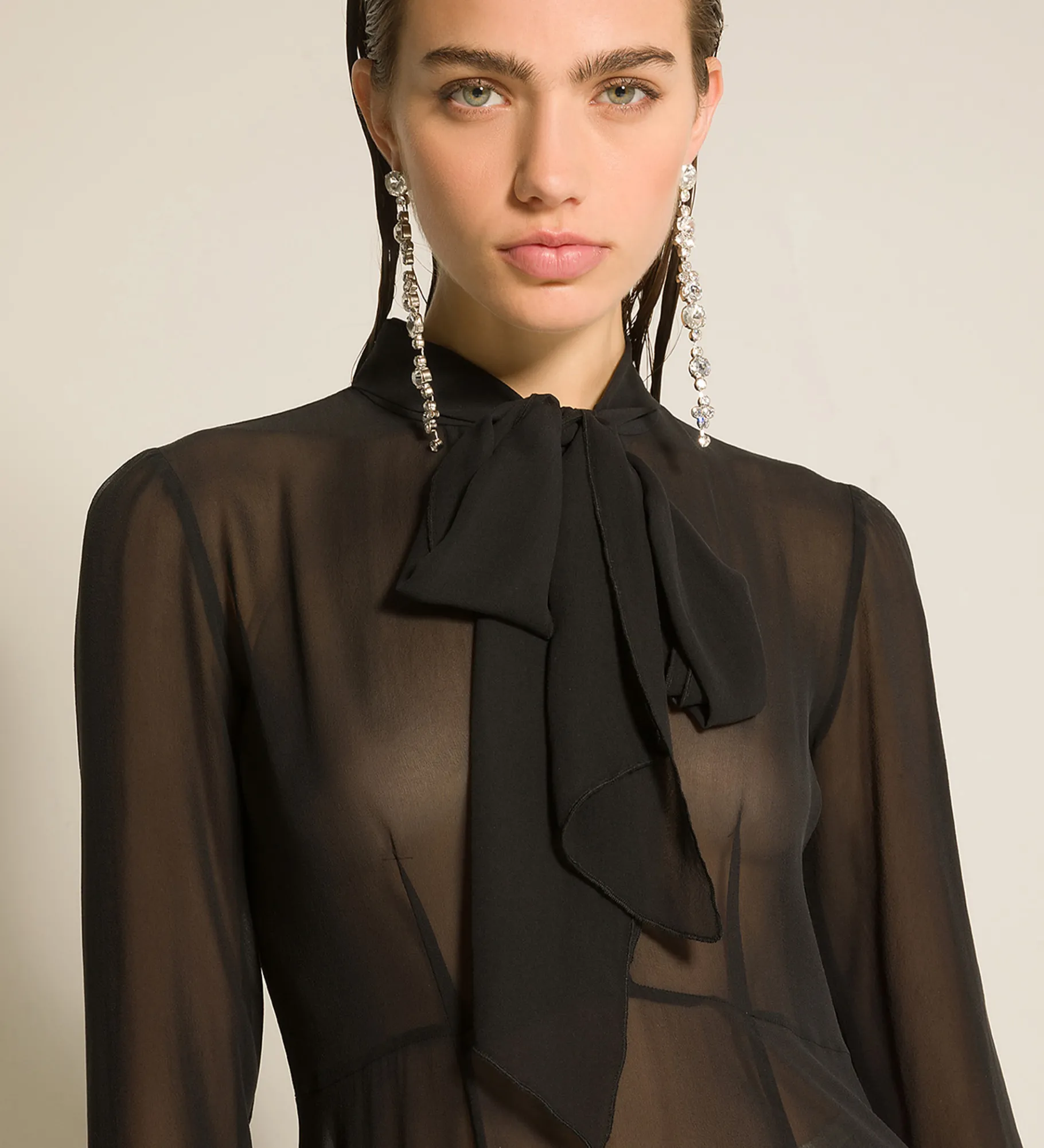 Online forte_forte l’abito con fiocco in georgette di seta nero