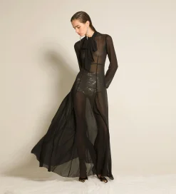 Online forte_forte l’abito con fiocco in georgette di seta nero