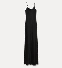 Hot forte_forte lo slip dress in raso enver satin nero