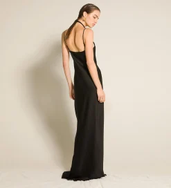 Hot forte_forte lo slip dress in raso enver satin nero