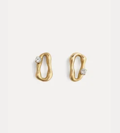 Best forte_forte orecchini scultura con strass placcati oro 18k oro