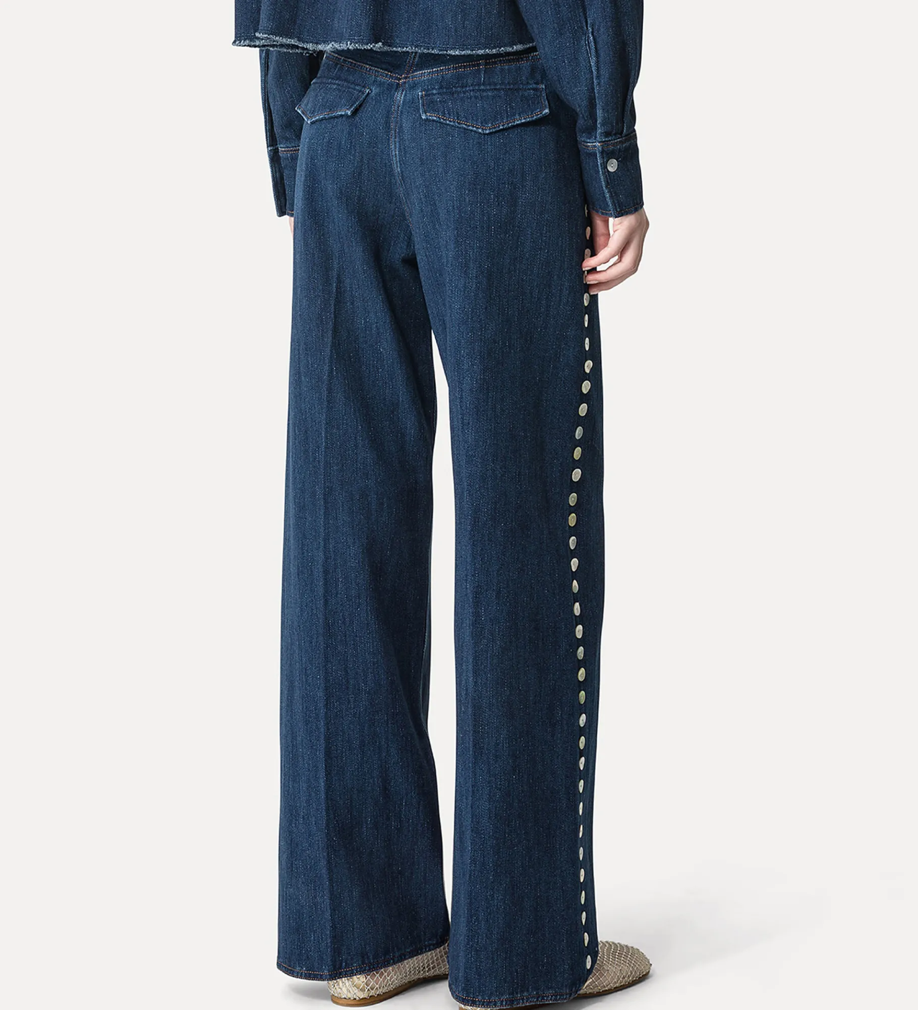 Sale forte_forte pantalone 5 tasche con paillette indigo