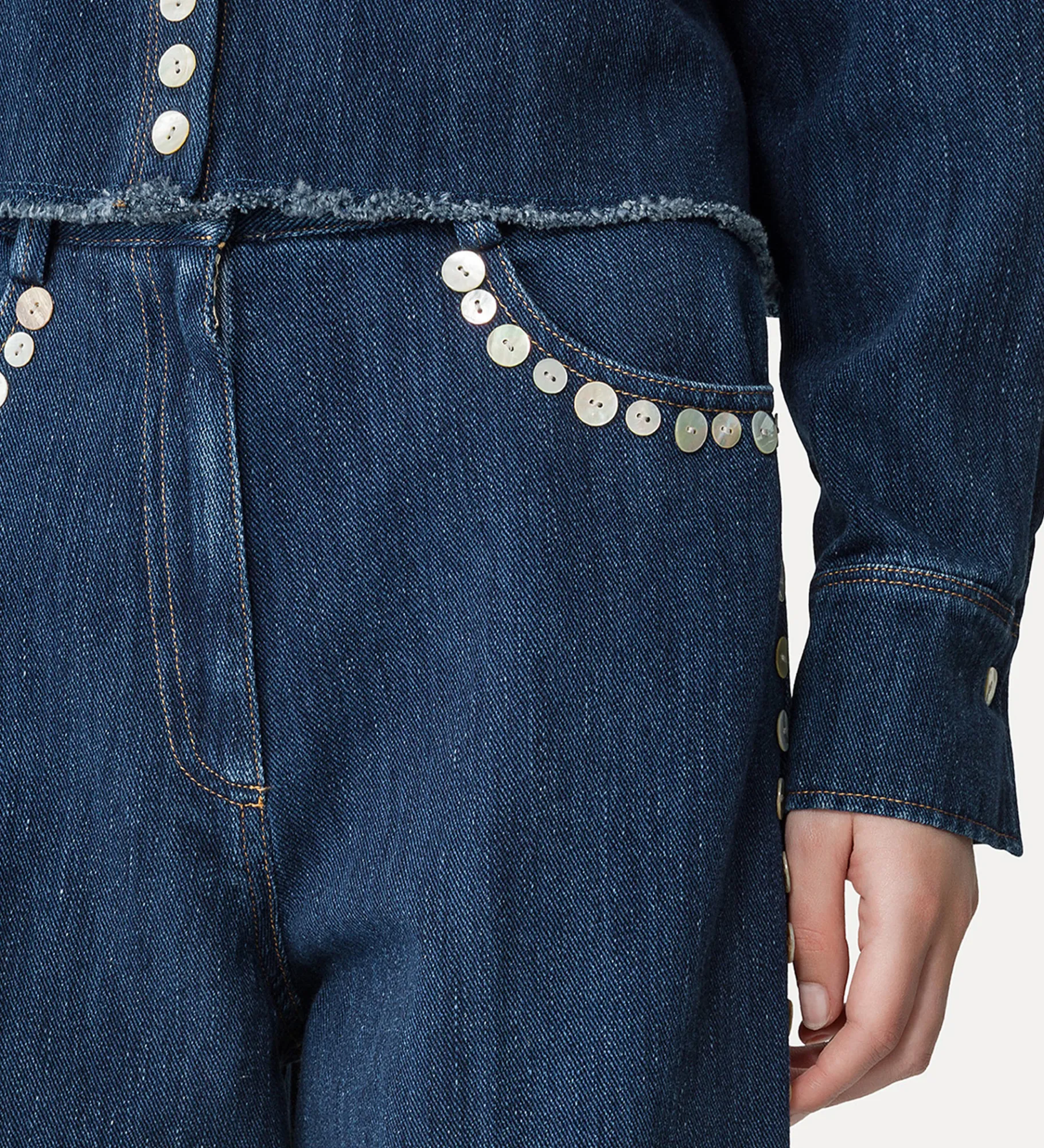 Sale forte_forte pantalone 5 tasche con paillette indigo