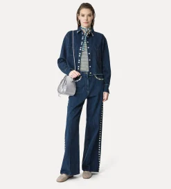 Sale forte_forte pantalone 5 tasche con paillette indigo